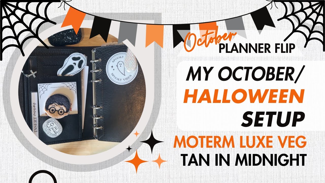 October Halloween Planner Flip | Personal Moterm Veg Tan Midnight | Current Planner Setup | #planner