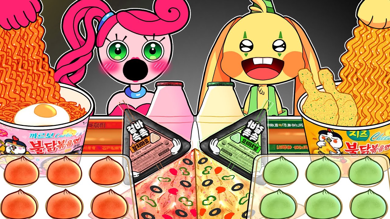 Convenience Store Food VS Bunzo Bunny & Mommy long legs Poppy Playtime MUKBANG COMPLETE EDITION!