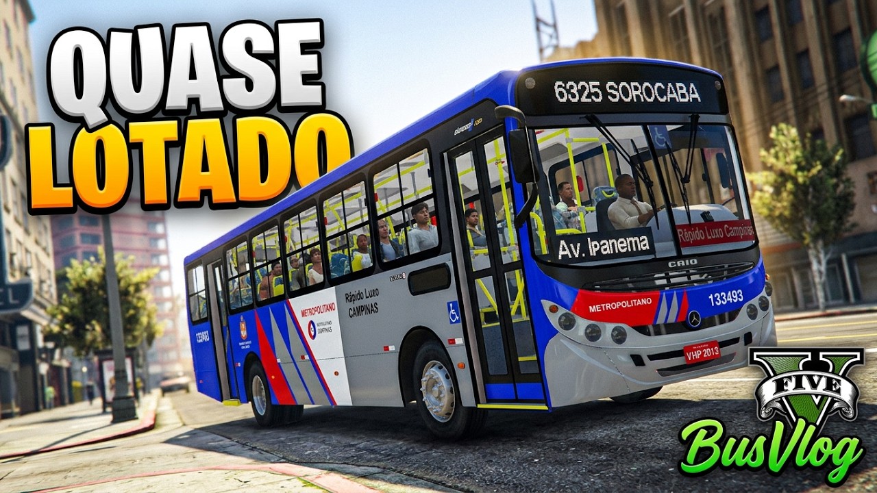 ONIBUS QUASE LOTADO NA NOVA LINHA! GTA 5 - BusVlog #169