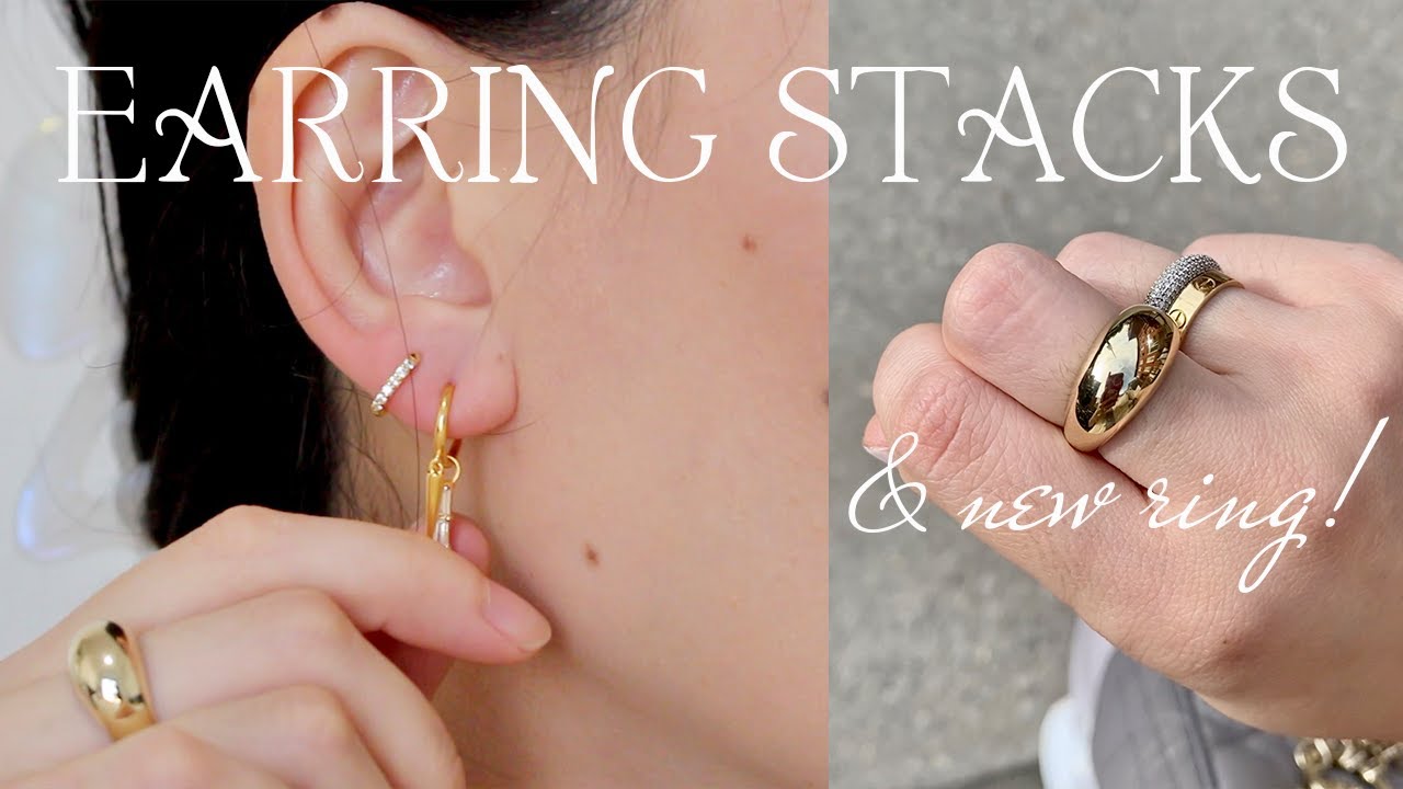 HOW TO STYLE EARRINGS | Oak and Luna review, favorite earring stacks, gold dainty earrings, huggies