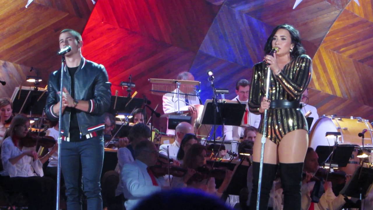 Nick Jonas and Demi Lovato - America The Beautiful - Boston 4th of July Rehearsal