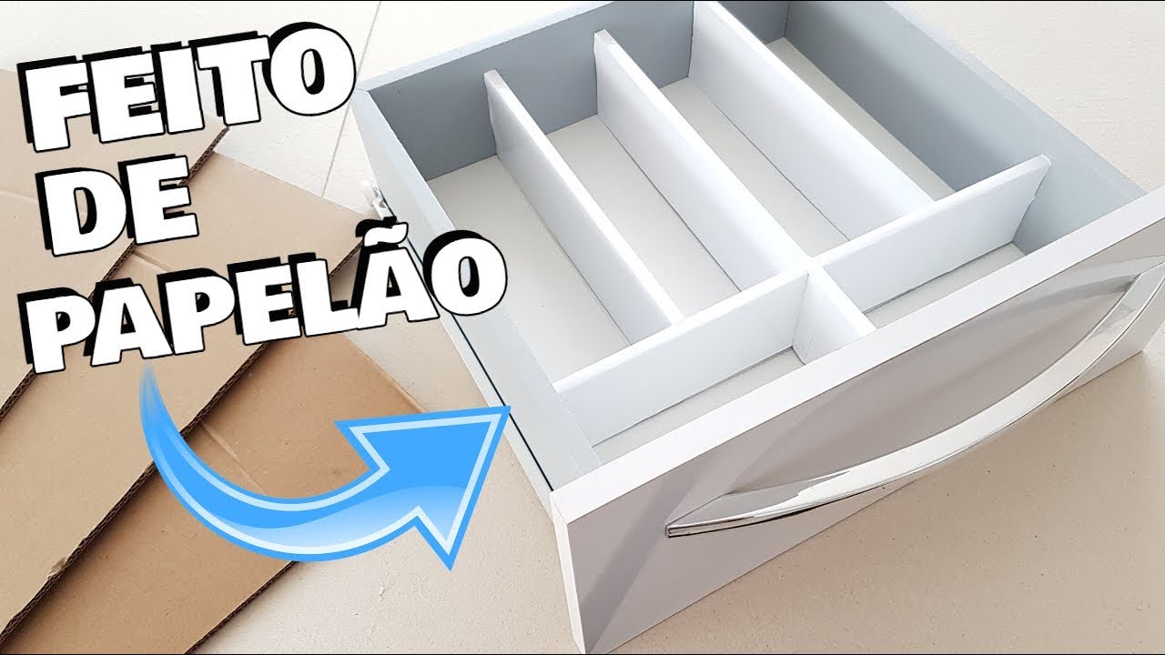 COMO FAZER DIVISÓRIAS DE PAPELÃO PARA AS GAVETAS| Viviane Magalhães