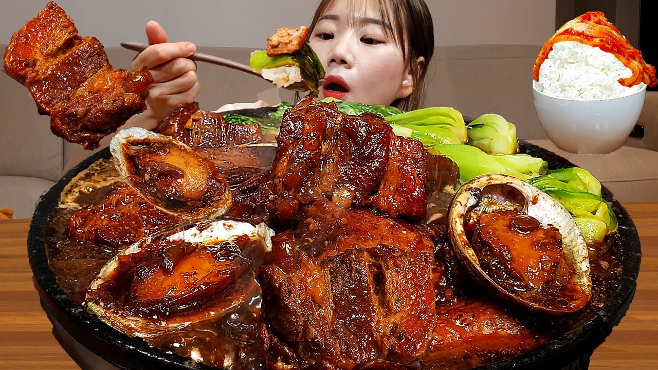 Sub)Real Mukbang- Тушеная свинина с ушками (соевый соус) 🥩 Жареный рис 🍚 КОРЕЙСКАЯ АСМР-КУХНЯ