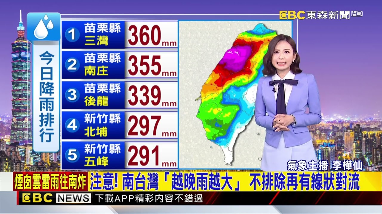 最新》雨還沒停！ 入夜再一波 今「煙囪雲」雨灌竹苗地區@newsebc