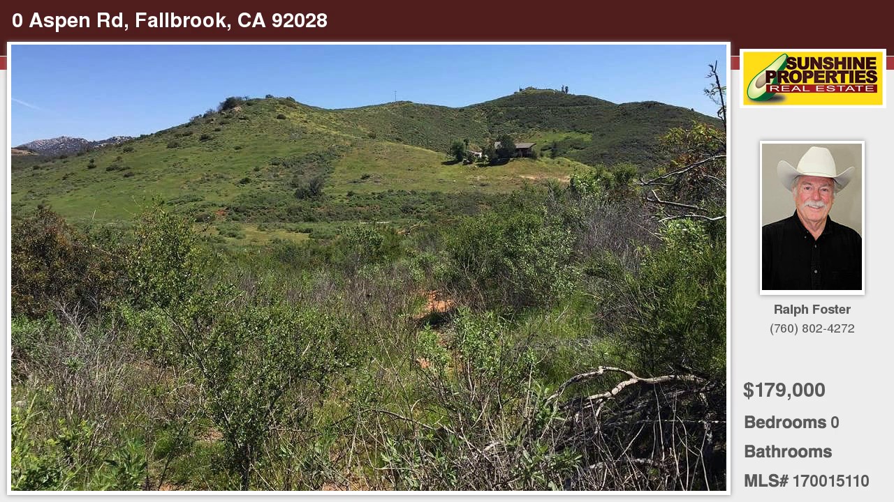 0 Aspen Rd Fallbrook California Homes for Sale | www.sunshineproperties.com
