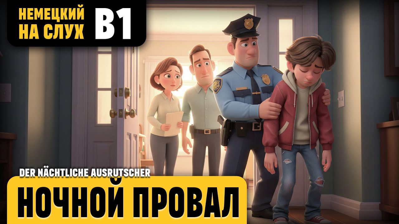 Ночной провал. Весёлый рассказ (уровень B1). Немецкий на слух.