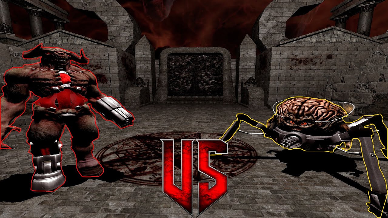Cyberdemon (Classic) vs Mastermind - DOOM 3 Monster Infighting - DOOM RETRO ARENA