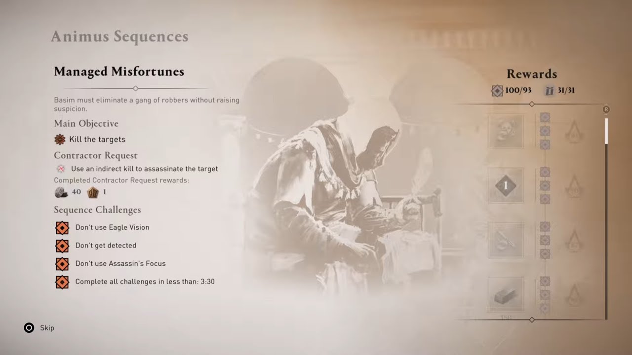 AC Mirage: Managed Misfortunes Animus Sequences Challenges