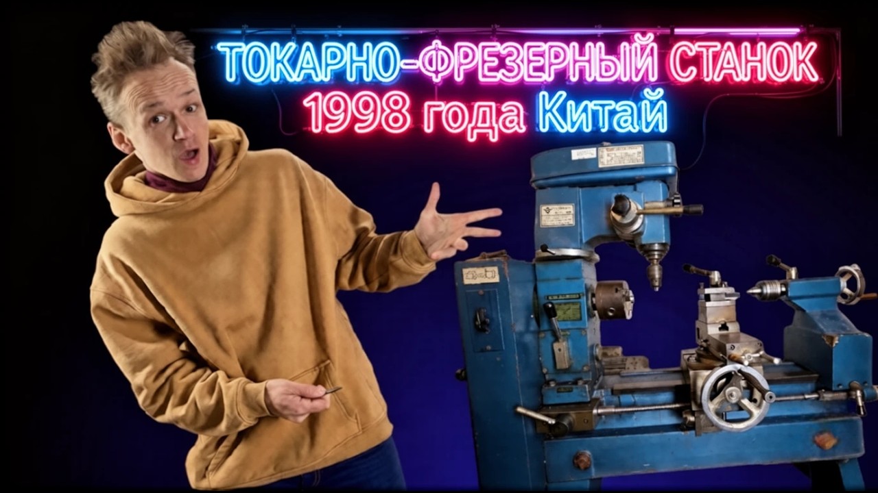 ТОКАРНО-ФРЕЗЕРНЫЙ СТАНОК 1998 года Китай  HQ400/3 еще работает #наноге #токарныйстанок #мастерская