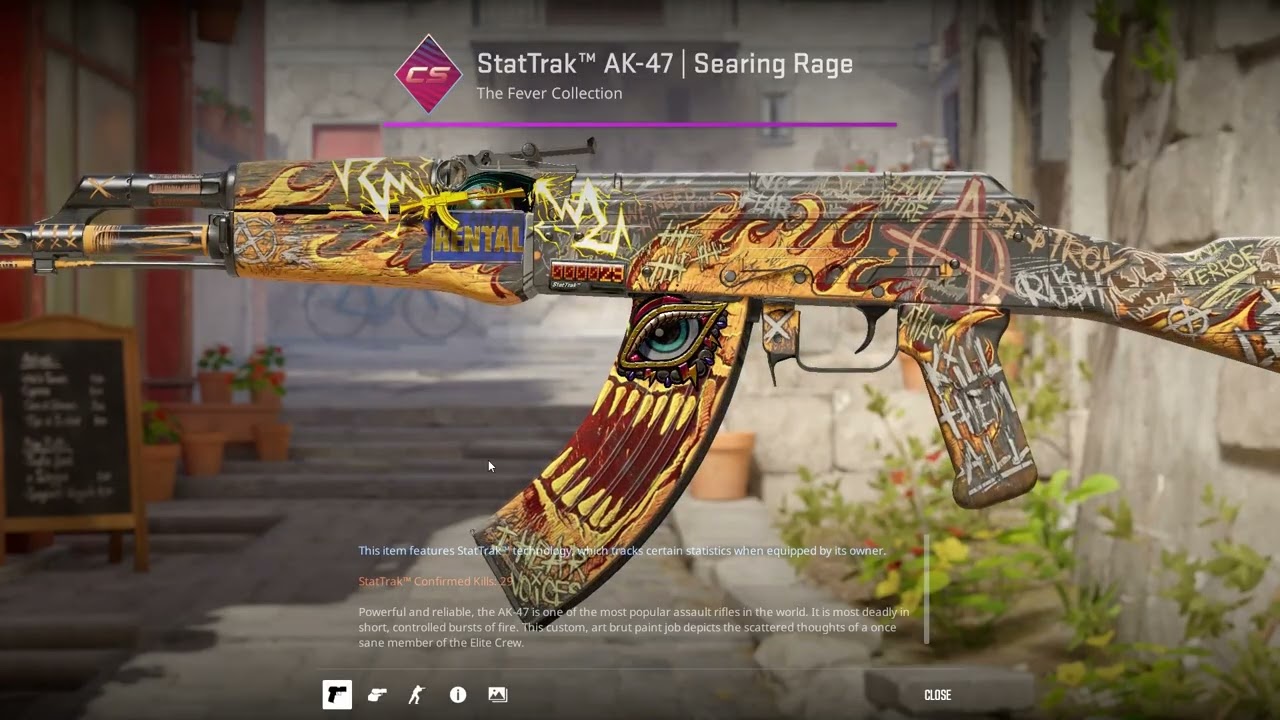 Counter strike 2 skin Ak-47 Searing rage sticker craft and charm glove combo