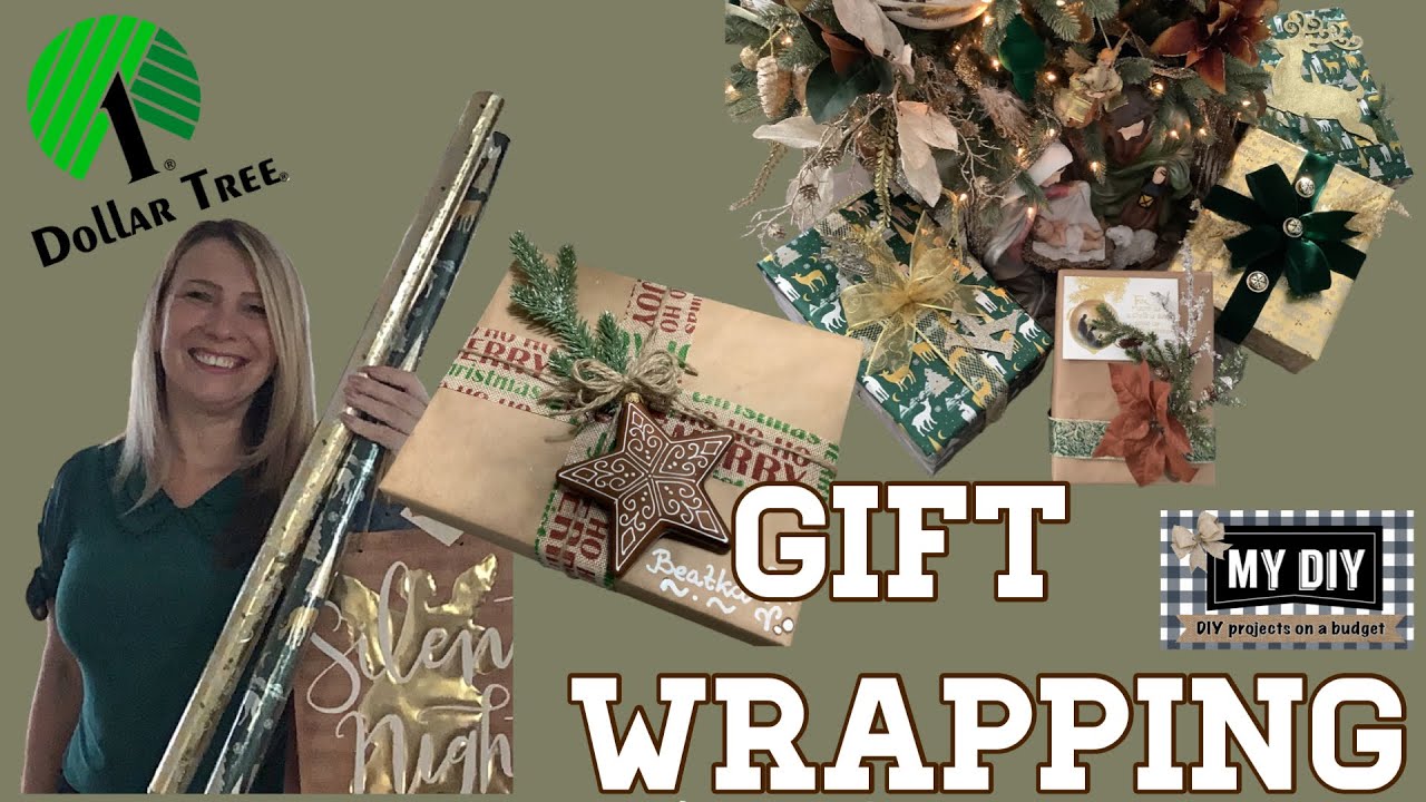 How to wrap a gift | Gift wrapping ideas | The Easiest Christmas Bow |  Dollar Tree Wrapping Paper!