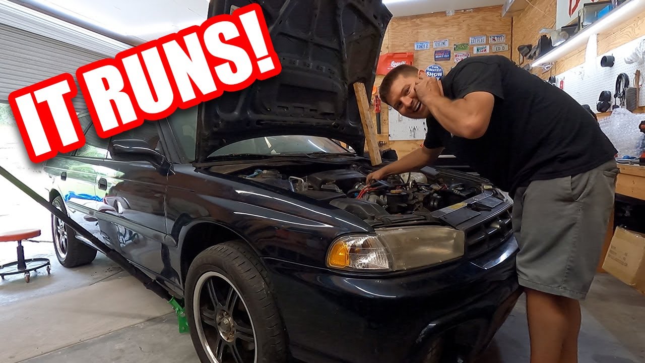 First Fire Up Of The Junkyard Subaru Engine!