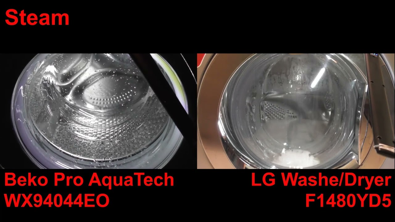 Beko Pro AquaTech WX94044EO vs LG Washer Dryer F2480YD5 - Drum clean cycle Wash race