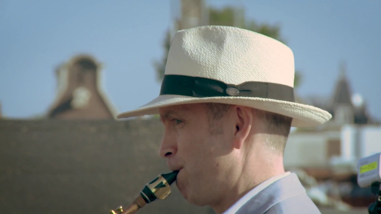 Raaf Hekkema plays on an Amsterdam rooftop
