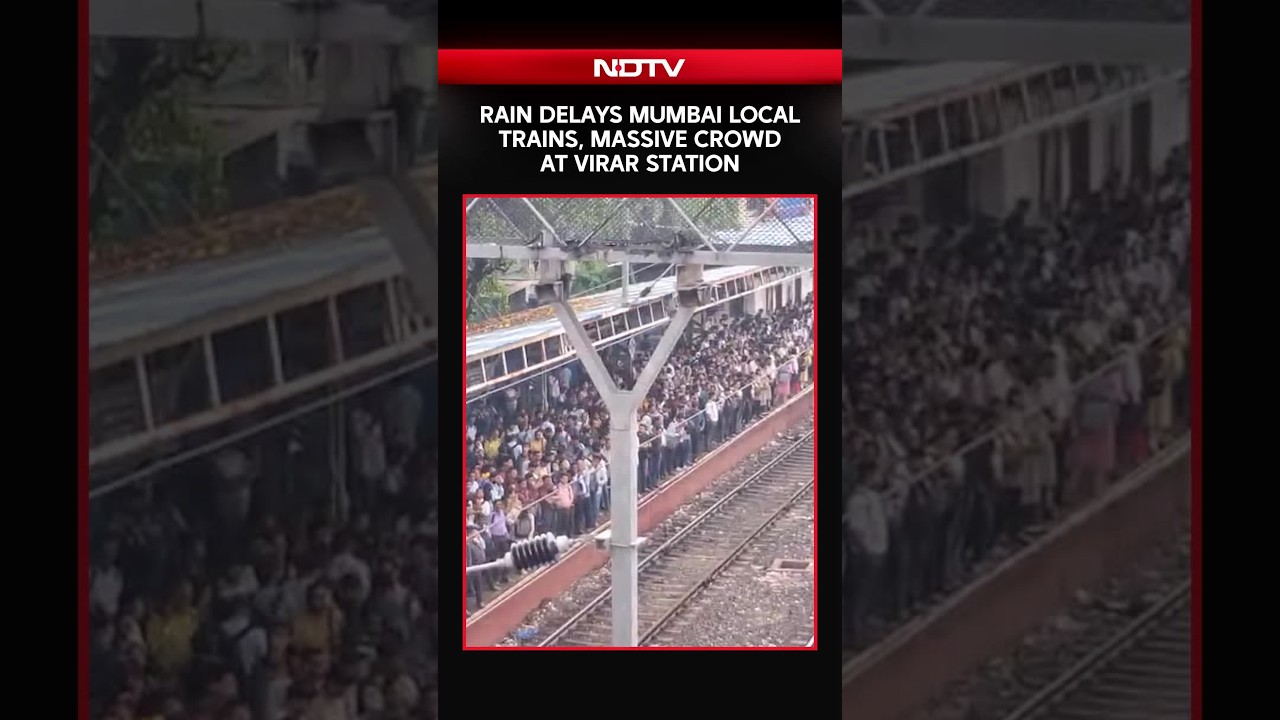Rain Delays Mumbai Local Trains, Massive Crowd At Virar Station