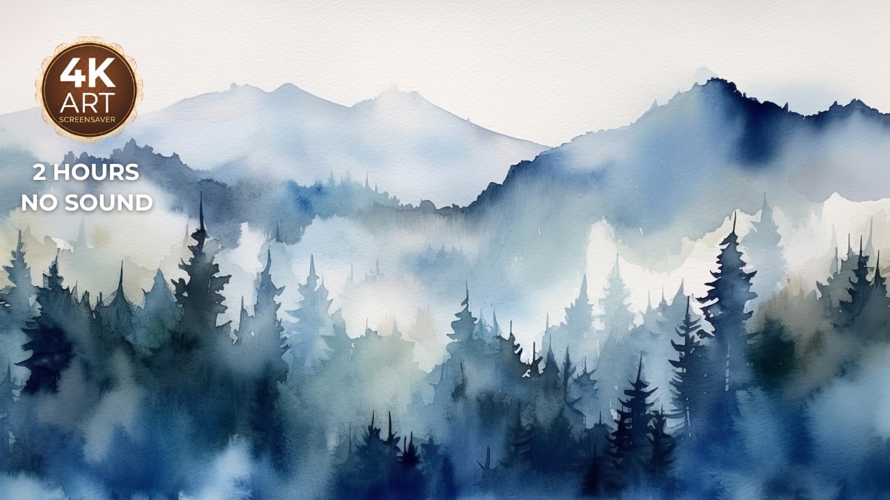 Watercolor Deep Forest I 2 Hours Screensaver.   ---EcoArtLab • Frame TV & Printable Art