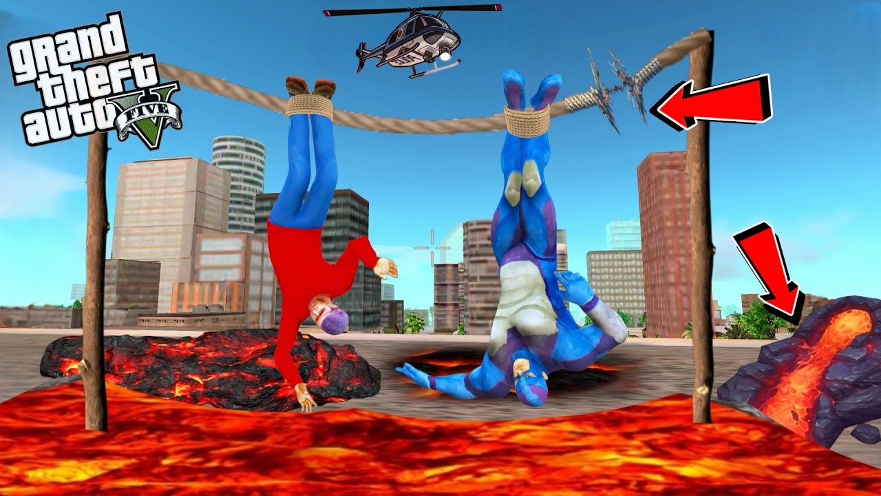 Rope Hero Tipson And Super Hero Hanging On Extreme Lava | Gta 5 Rope Hero Vice Town | BlackSpider 2