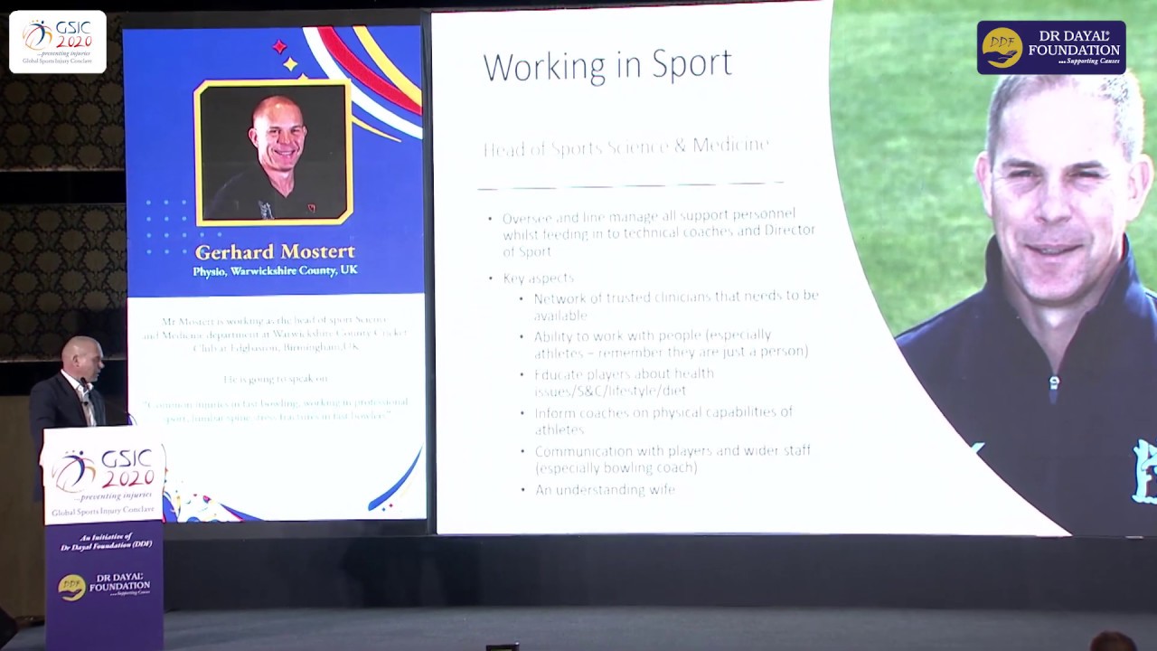 Global Sport Injury Conclave (GSIC) 2020 - Gerhard Mostert (Physio, Warwickshire County, UK)