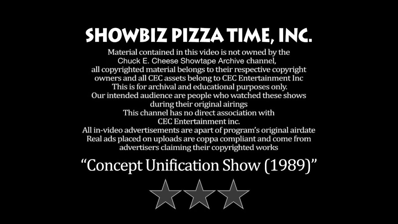 Chuck E. Cheese's Concept Unification Premiere 1989, June 1990 Show
