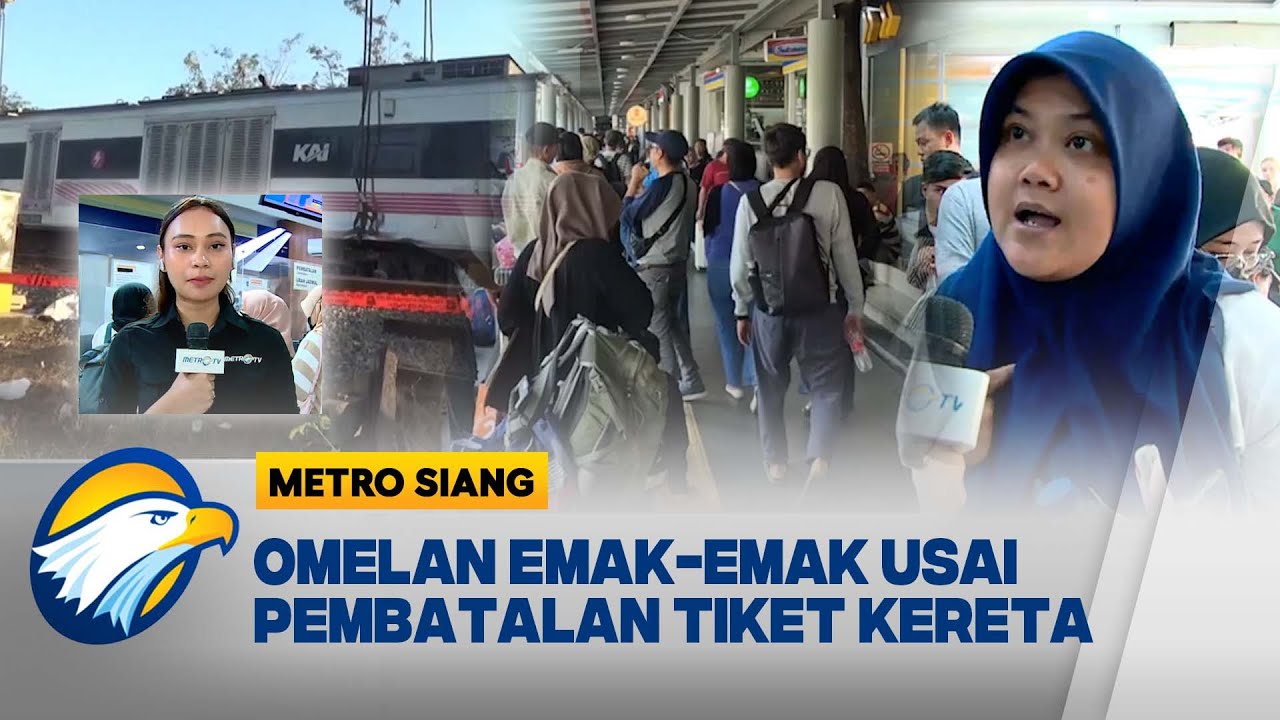 Imbas Kereta Anjlok, Penumpang Mengular di Senen, Emak-Emak Ngomel | Metro Siang