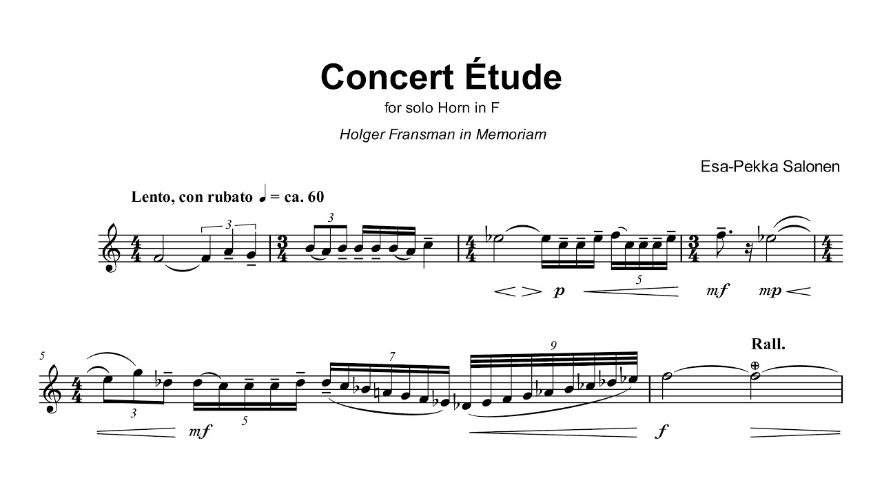 [Score] Esa-Pekka Salonen - Concert &Eacute;tude for solo horn