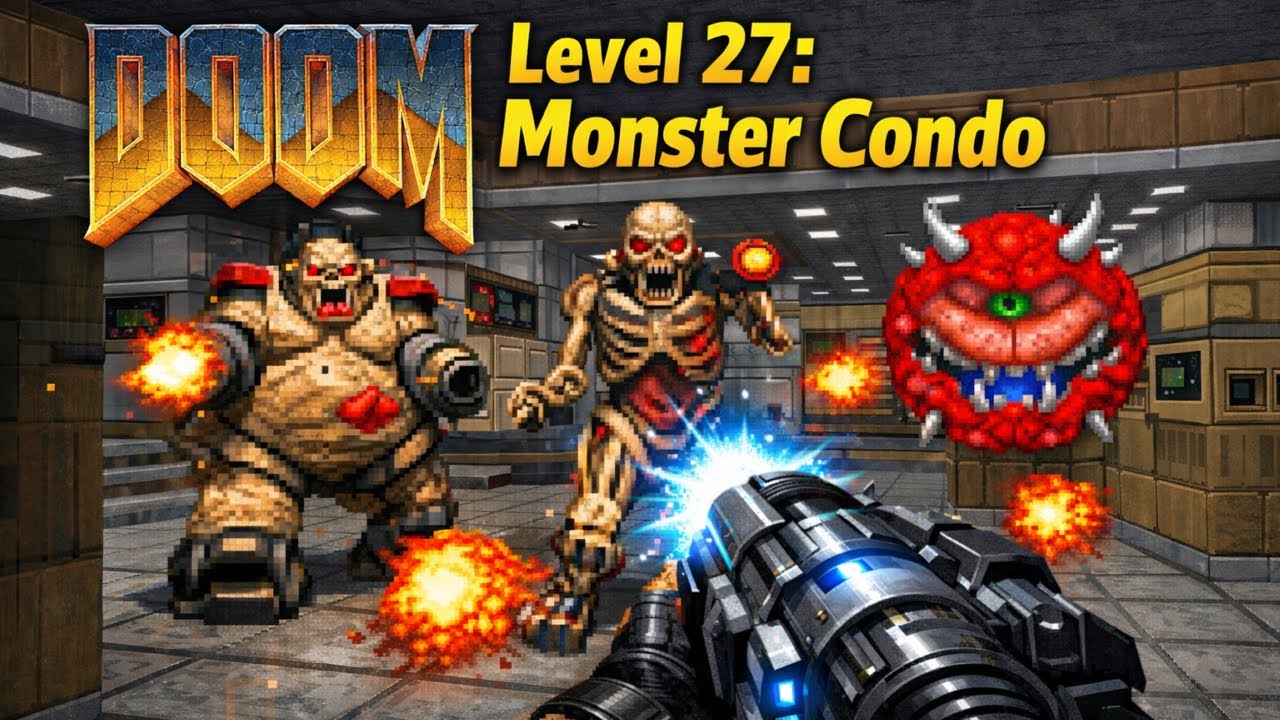 Doom 2 1994 play-through - Level 27: Monster Condo