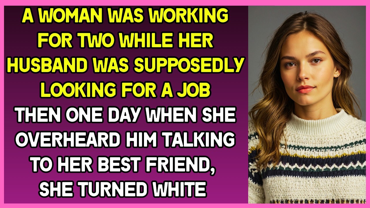 Woman was working for two & then overheard her husband talking to her best friend. She turned white