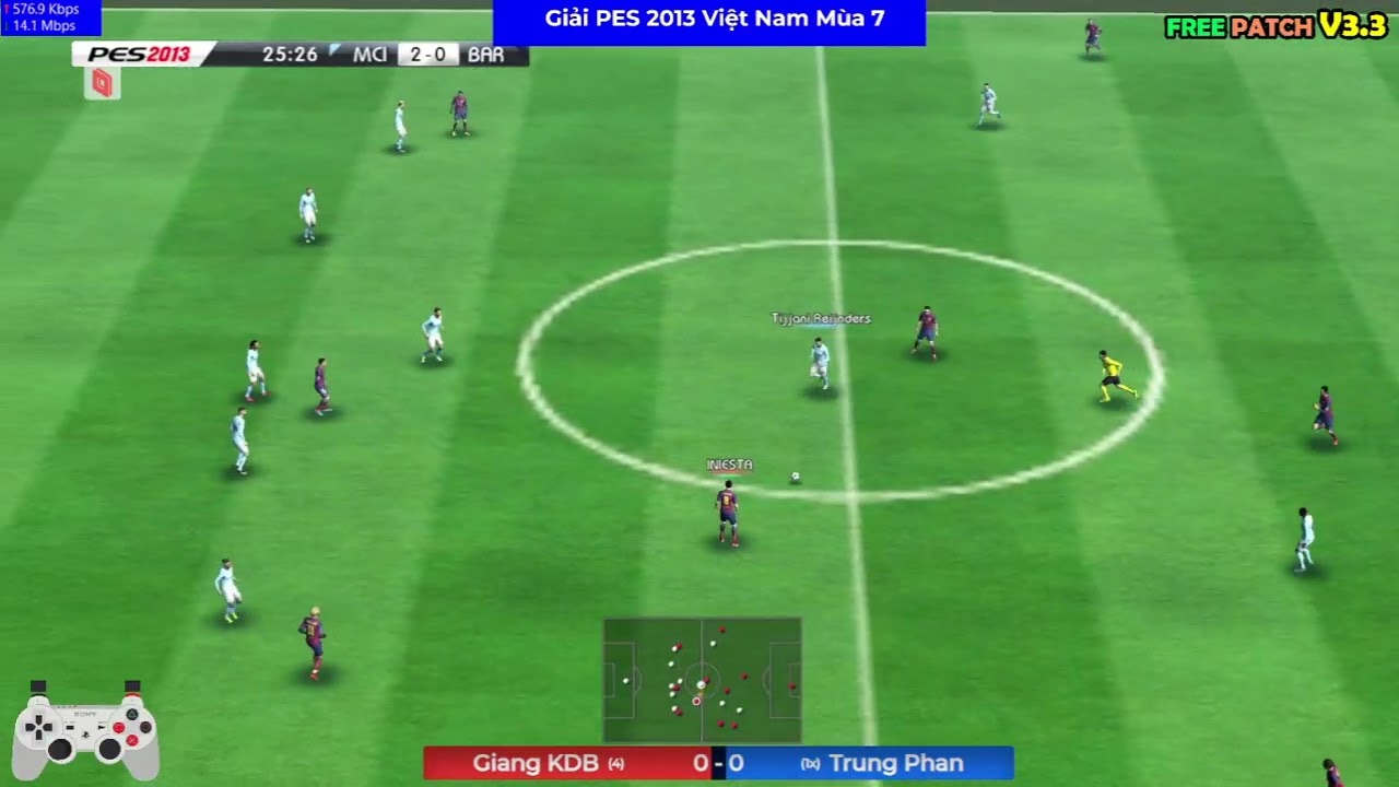 Giang KDB vs Trung Phan - Giải PES 2013 Việt Nam Mùa 7 - PES 2013 ONLINE
