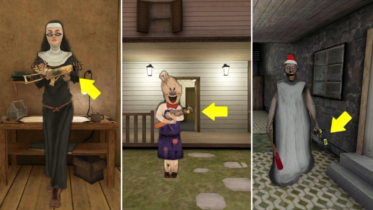 Evil Nun 2: Egg Gun vs Ice Scream 3: Electrogun vs Granny Chapter Two: Stun Gun