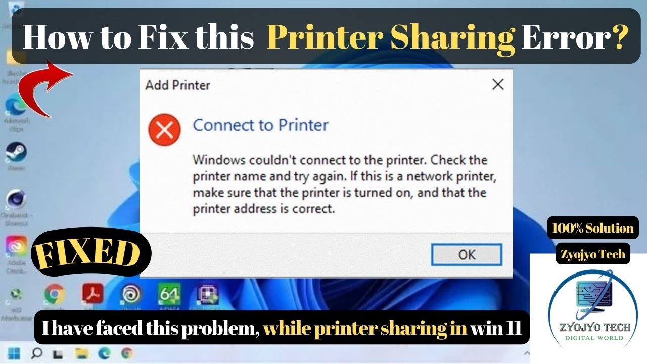 Windows Couldn’t Connect To The Printer. Check The Printer Name And Try Again | Windows 10/11 |