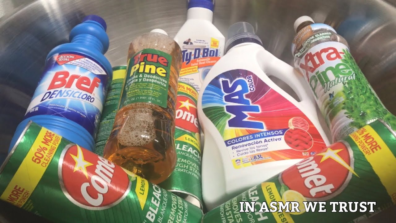 ASMR 🌀🌲 Blue Pine Paste with Xtra Pine, True Pine, Ty-D-Bol, Lemon Comet, Mas Color + Bleach Rinse