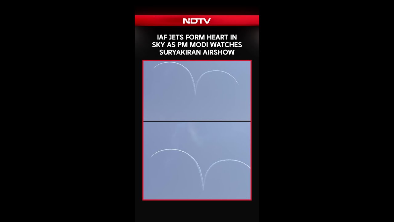 PM Modi News | IAF Jets Form Heart Shape As PM Modi Watches Suryakiran Air Show In Somnath Temple