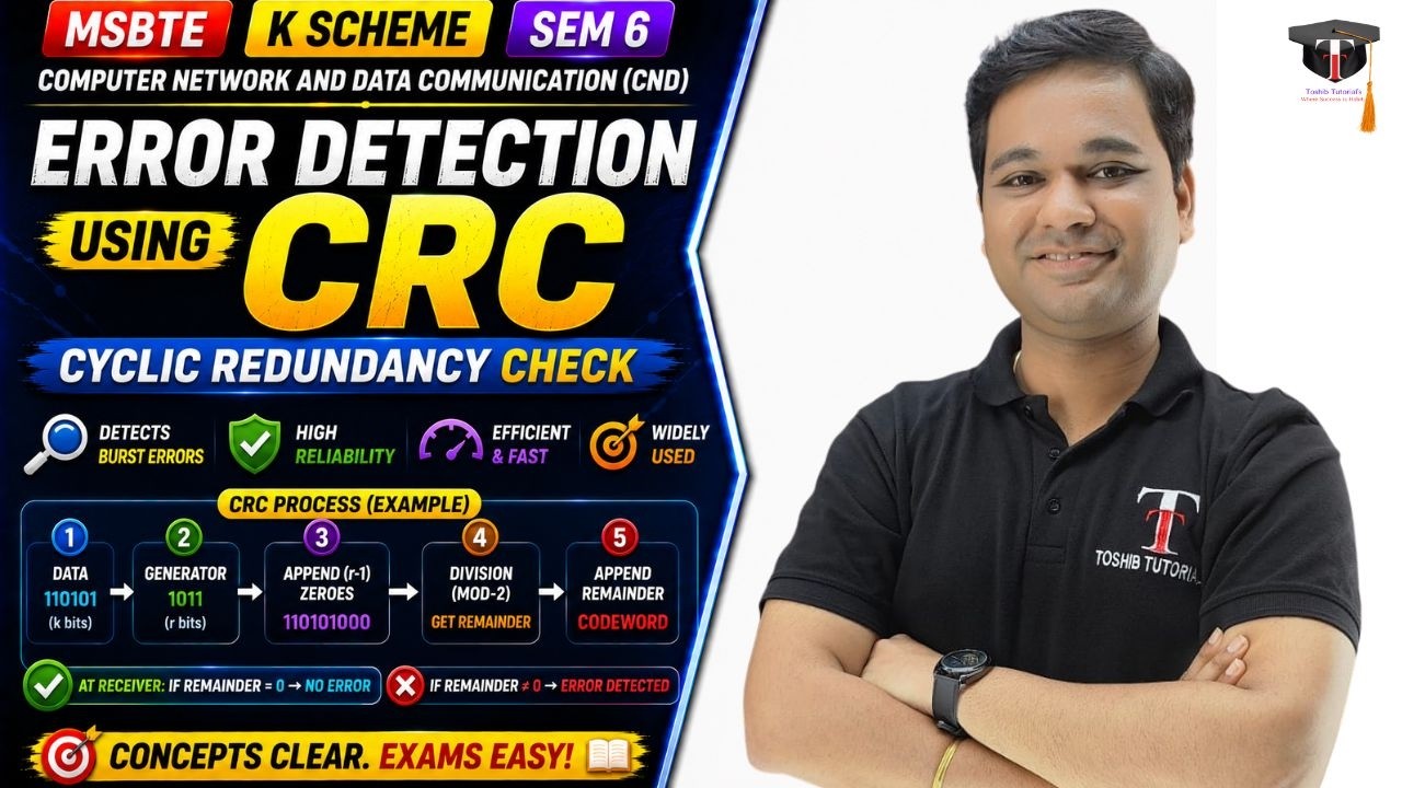 Error Detection using CRC | COMPUTER NETWORK & DATA COMMUNICATION | MSBTE | Toshib Tutorials