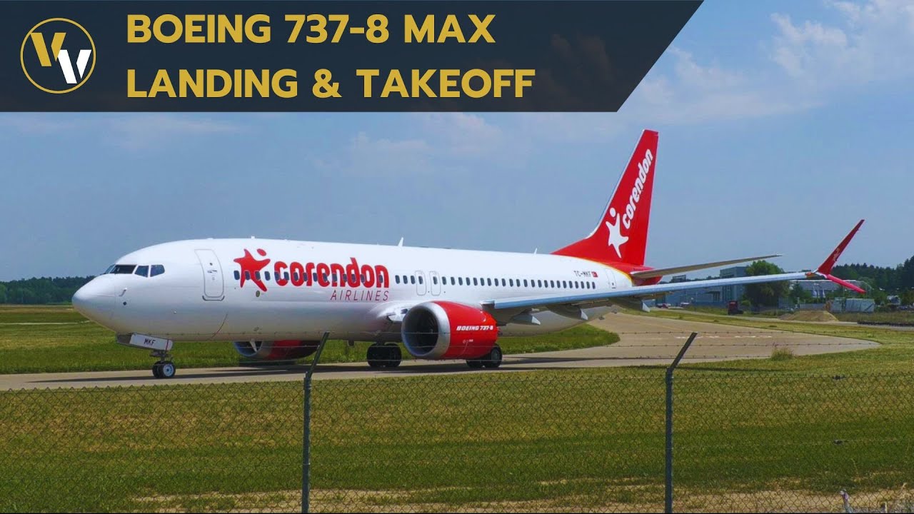 Corendon Boeing 737-8 MAX [TC-MKF] landing & takeoff at Friedrichshafen Airport