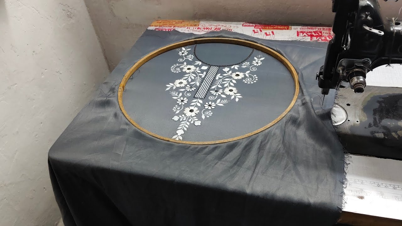 Machine embroidery kurti design| Embroidery with anchor thread 