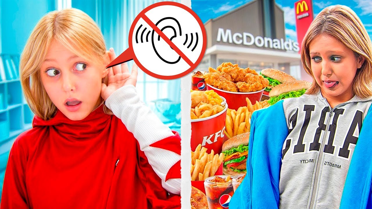 AMELKA NA 24 GODZINY STRACIŁA SŁUCH 😶 WYZWANIE: 24 GODZINY JEDZENIA FAST FOODÓW z przyjaciółkami 🍔🍟