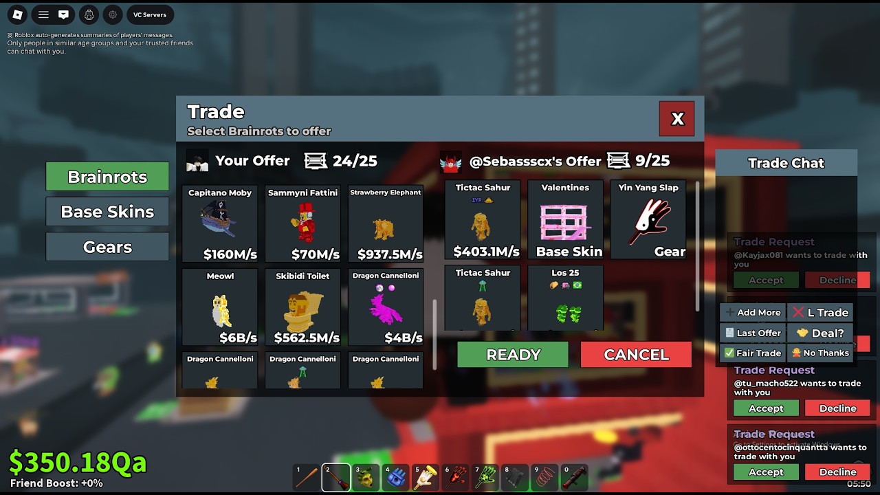 TRADING IN STEAL A BRAINROT | SAB LIVE #roblox  #shorts #stealabrainrot