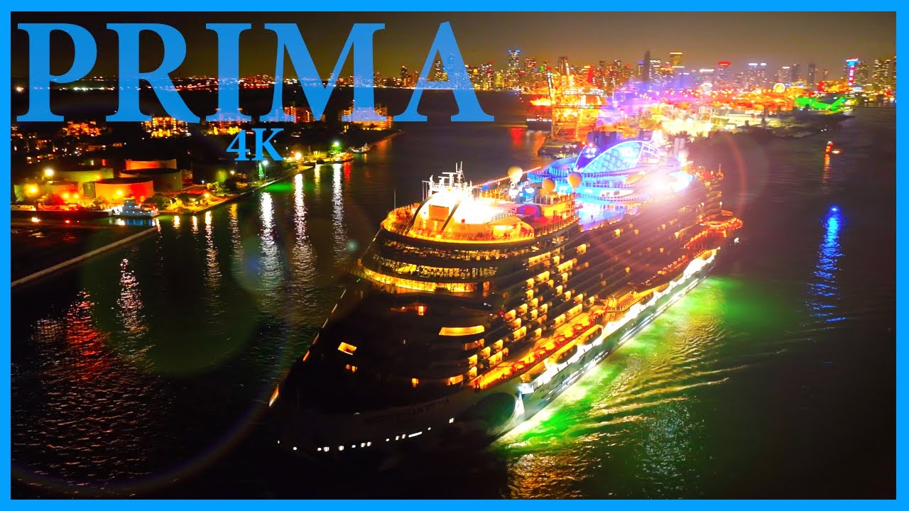 Norwegian Prima Night Departure - Port of Miami - 4K