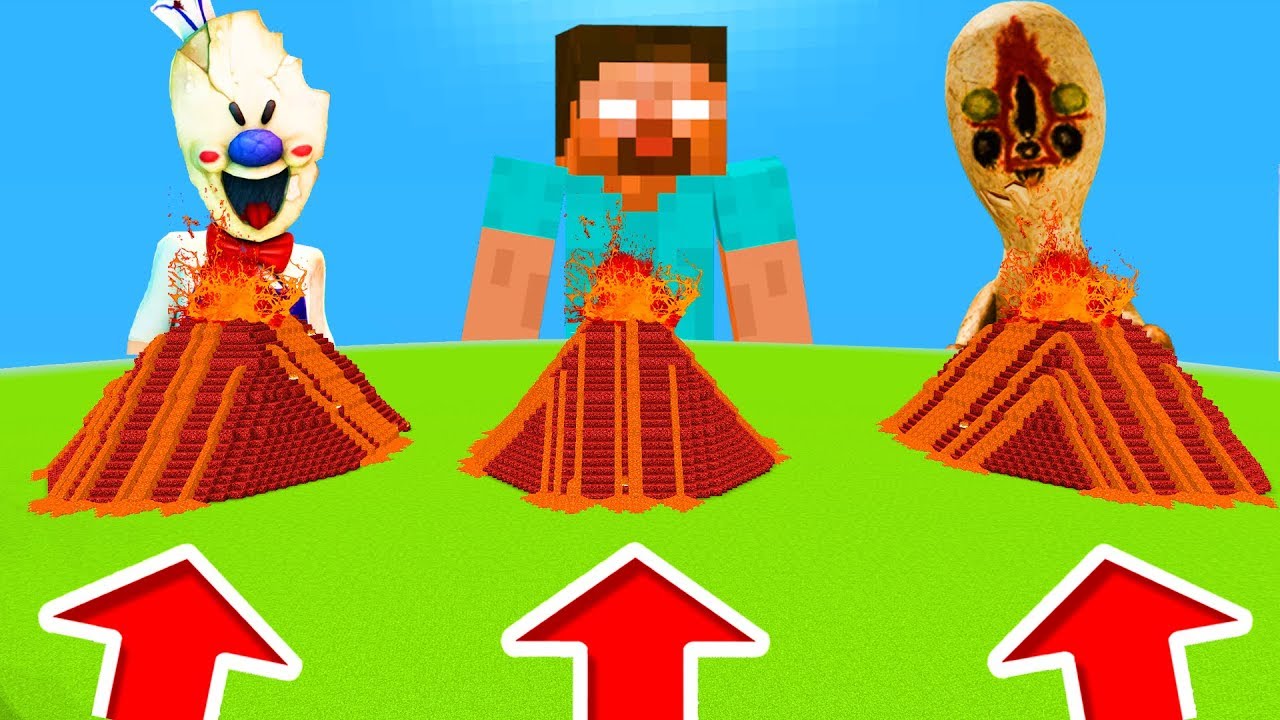 Minecraft PE : DO NOT CHOOSE THE WRONG VOLCANO! (Ice Scream, Herobrine & SCP-173)