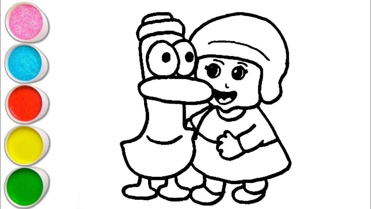 Cute Pato and Pocoyo Drawing, Painting and Coloring For Kids and Toddlers_ Step by Step Drawing
