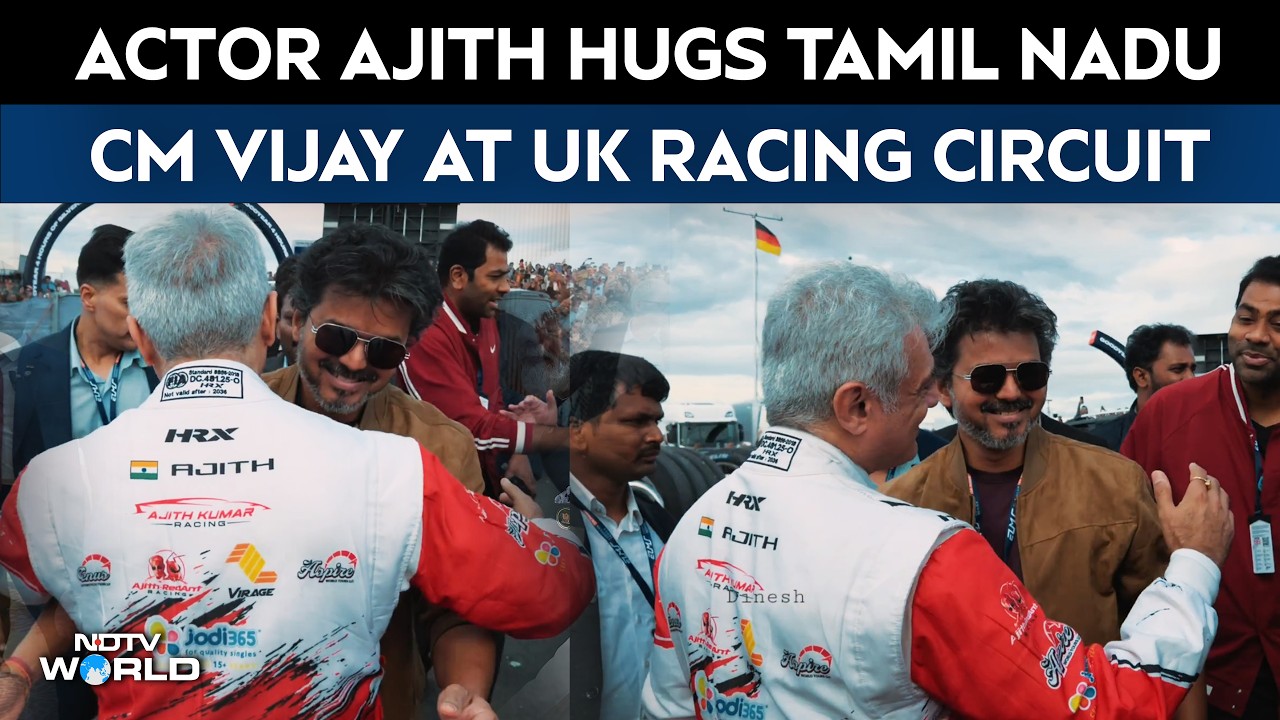 Vijay London Visit | Actor Ajith Hugs Tamil Nadu CM Vijay At UK Racing Circuit