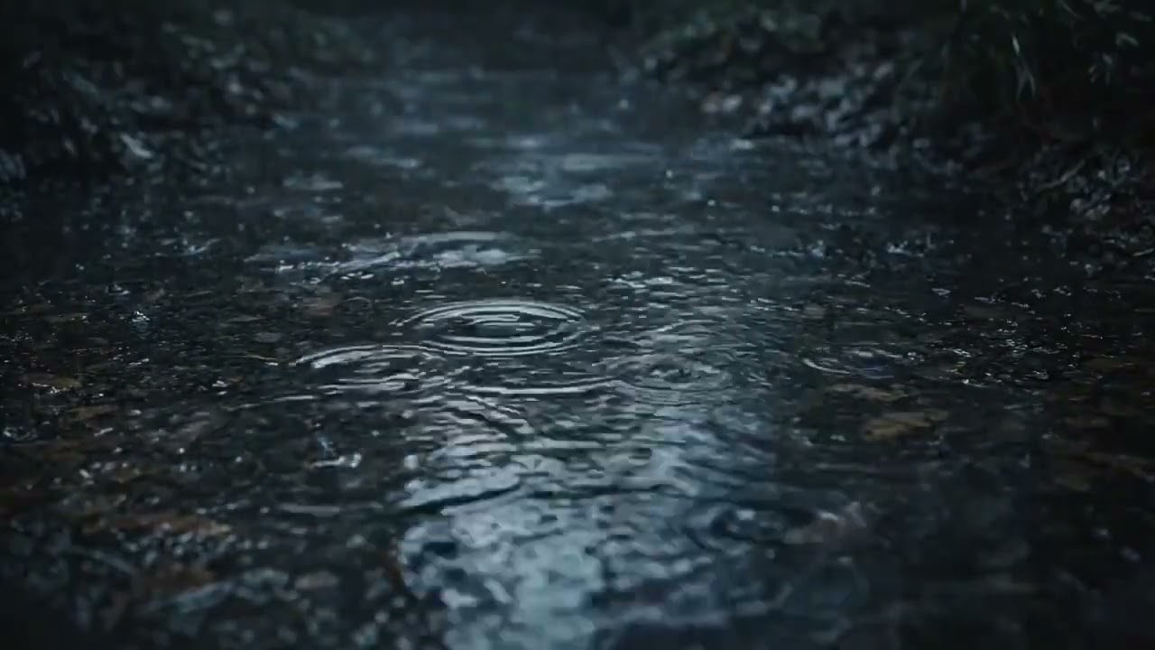 Title:Heavy Rain on Water at Night | Deep Sleep Rain Sounds (4 Hours)