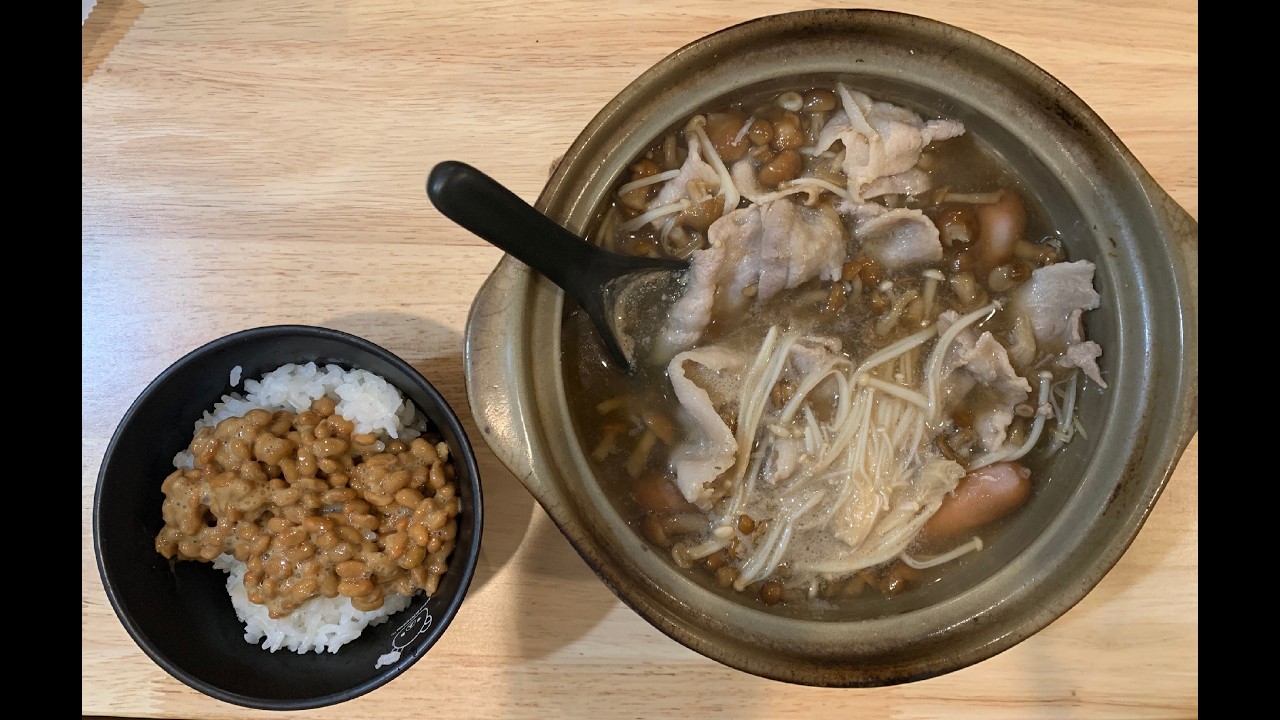 今日のごはん　なめこ鍋、納豆ご飯 #料理 #食事 #ごはん #今日のごはん #なめこ #納豆 #そうめん