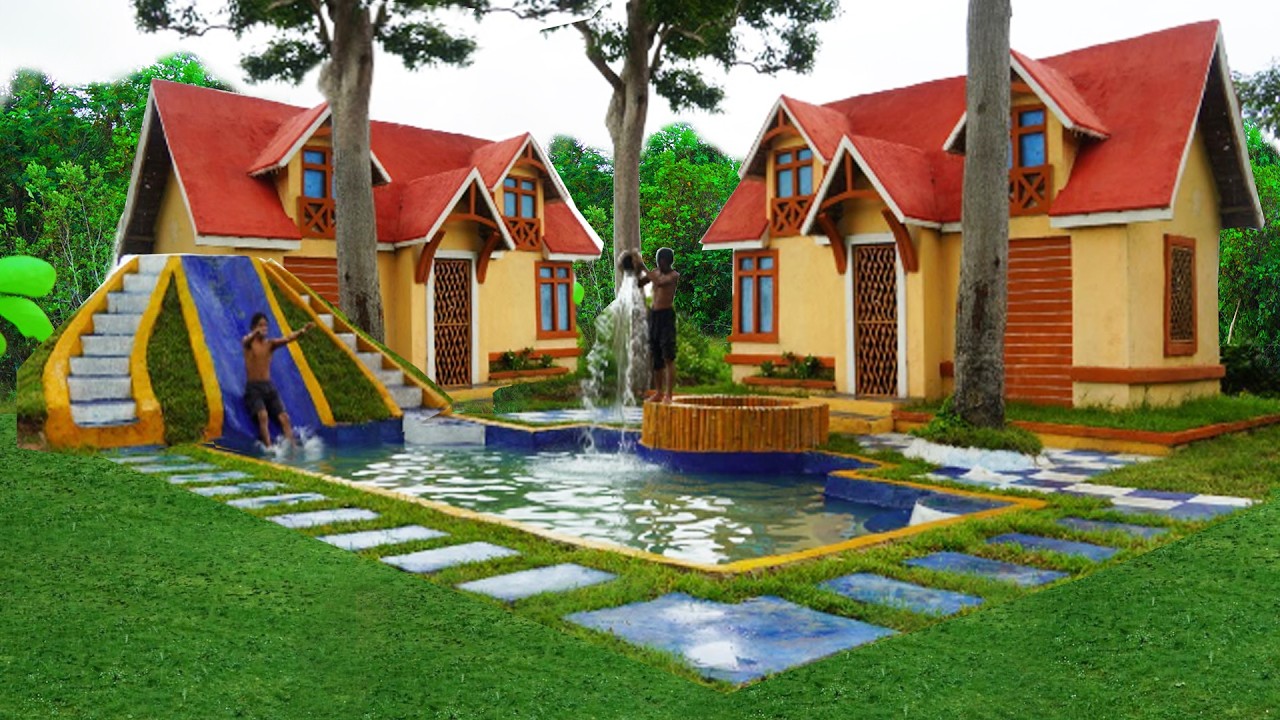 Build Creative Villa House With Underground Swimming Pool & Water Slide, Water Well Ancient Skill