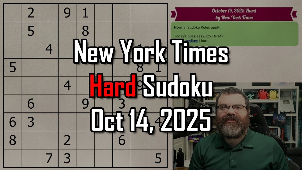 NYT Hard Sudoku Walkthrough | Oct 14, 2025