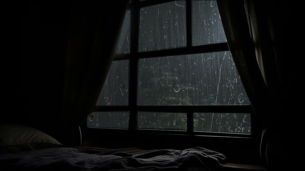 Rain & Thunder Outside the Window - Peaceful Night Rain for Sleep