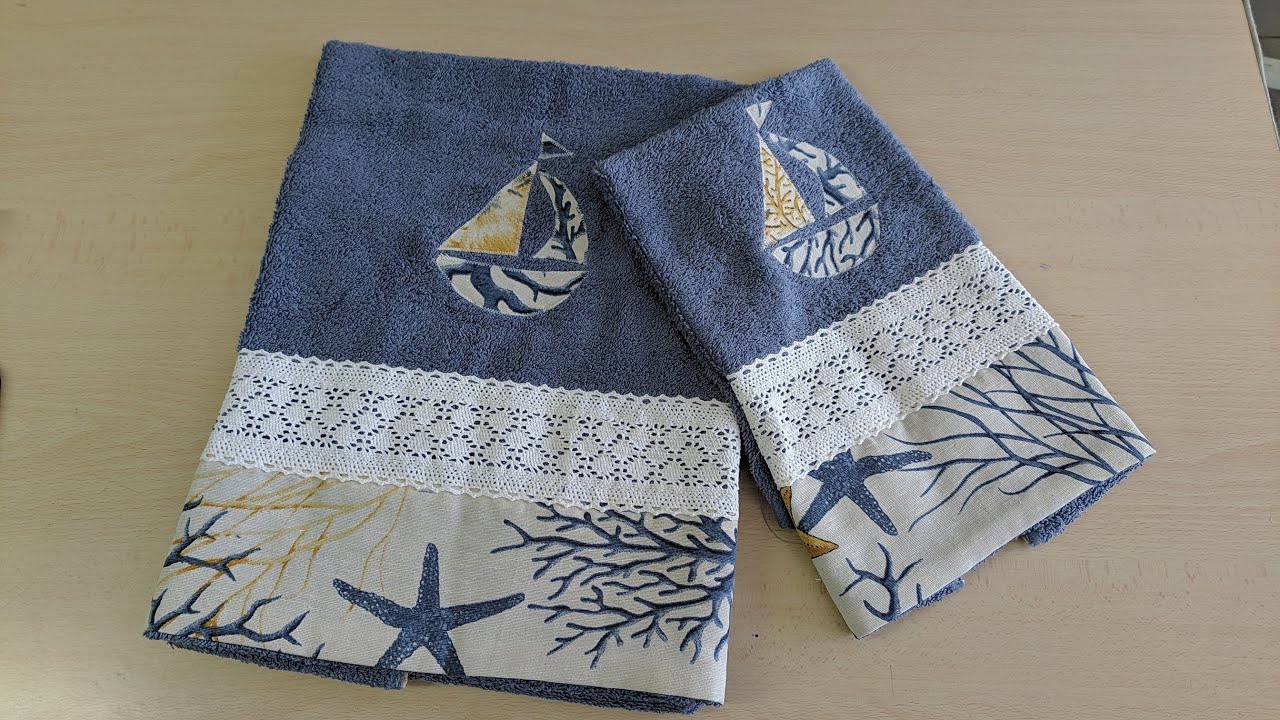 136🎀Asciugamano tema mare +cartamodello gratuito