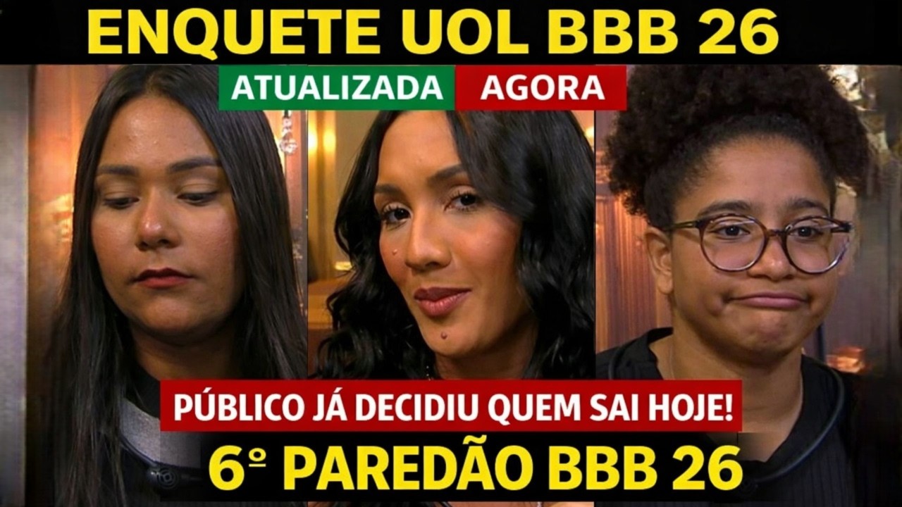 ENQUETE BBB 26: MUDOU TUDO AP&Oacute;S ISSO! UOL J&Aacute; MOSTRA QUEM VAI SAIR DO BBB HOJE? CHAIANY, MILENA, MAX?