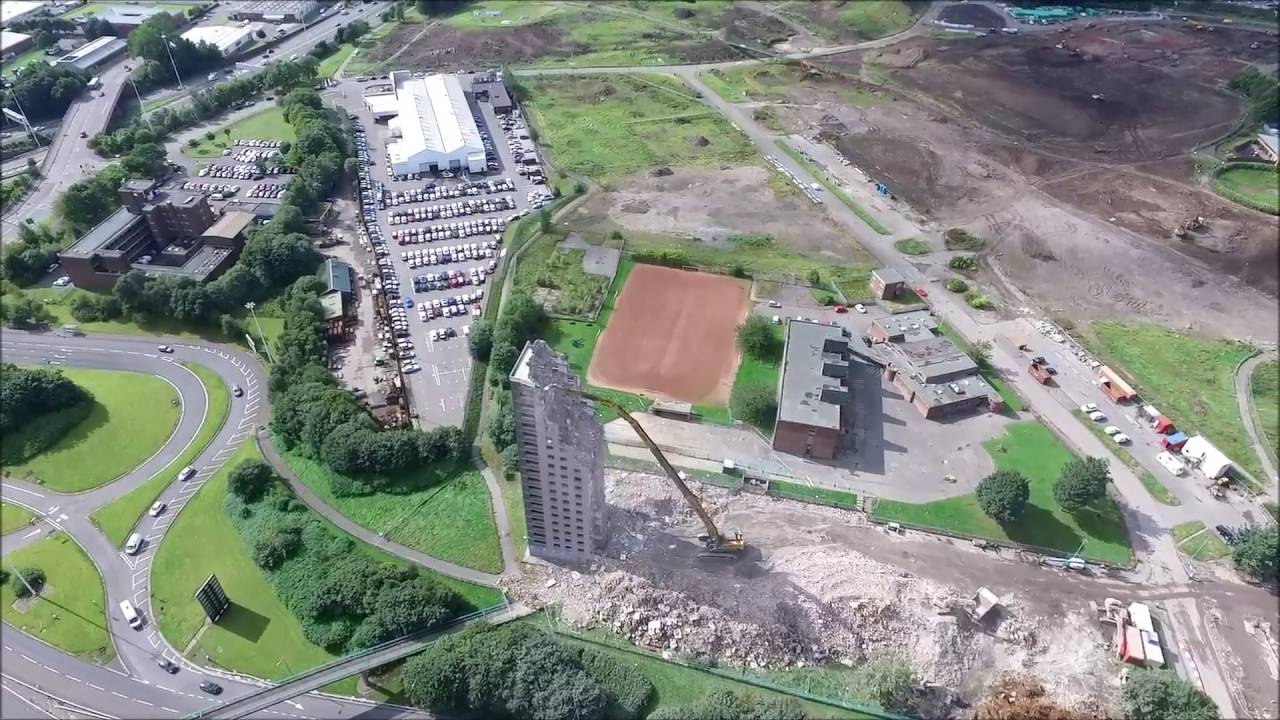 Pinkston Drive sighthill demolition by drone