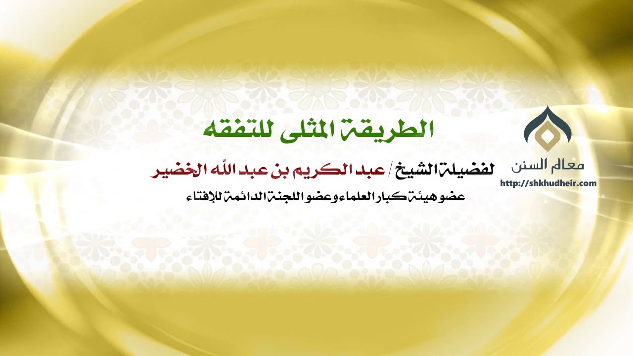 الطريقة المثلى للتفقه | فضيلة الشيخ د. : عبدالكريم الخضير .
